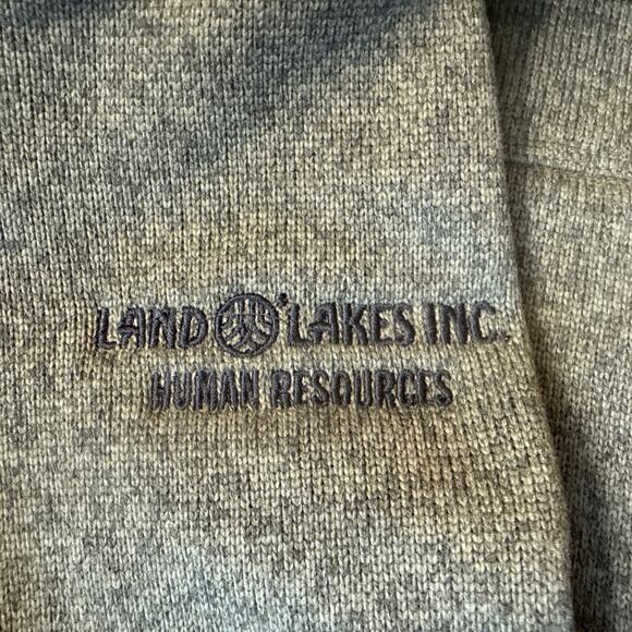 The North‎ Face Men's Green Heather Long Sleeve Full Zip Fleece sz Large Logo - Picture 4 of 6